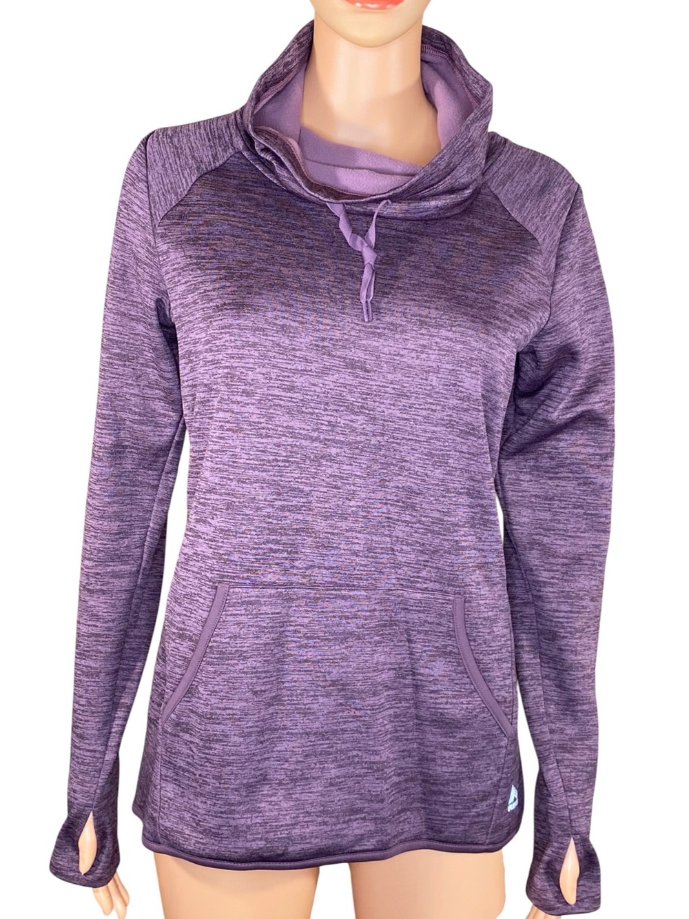 RBX Marled Cowl-Neck Pullover Hoodie Purple Activewear Gym Yoga Running SZ Small